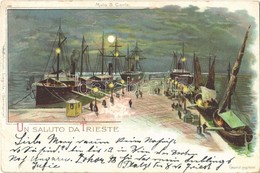 T2 1899 Trieste, Trieszt; Molo S. Carlo / Port At Night. F. Schmuck Art Nouveau Litho - Zonder Classificatie
