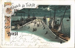 T3 1899 Trieste, Trieszt; Port At Night. Regel & Krug Art Nouveau, Floral, Litho (EB) - Ohne Zuordnung