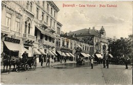 T2 1914 Bucharest, Bucuresti; Calea Victorei, Piata Teatrului, Marele Hotel, Gaz Electricitale / Street And Square, Auto - Non Classés