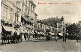 T2 1914 Bucharest, Bucuresti; Calea Victorei, Piata Teatrului, Marele Hotel, Gaz Electricitale / Street And Square, Auto - Ohne Zuordnung