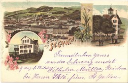 T2 1898 St. Gallen, Freudenberg, Falkenburg / Villa Castles. Carl Künzli Art Nouveau, Floral, Litho - Non Classés