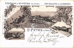 T2/T3 1898 Pivka, St. Petra Na Krasu, San Pietro Del Carso, St. Peter In Krain; Railway Station, Church. Weiss & Dreykur - Sin Clasificación