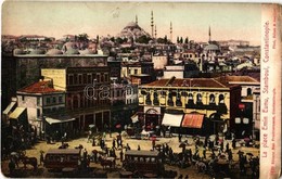 * T2/T3 Constantinople, Istanbul, Stamboul; La Place Emin Eunu / Square, Horse-drawn Carriages, Shops, Market (worn Corn - Ohne Zuordnung