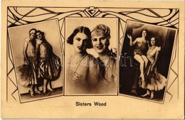 ** T2 Sisters Wood Circus Acrobats. Art Nouveau - Unclassified