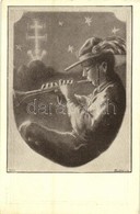 ** T1/T2 Magyar Cserkészszövetség Kiadóvállalata / Hungarian Scout Art Postcard With Trumpet S: Mátis - Non Classificati