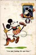 T2/T3 I'm Just Feeling Fit And Fine / Mickey And Minnie Mouse. Early Disney Art Postcard. A.R. I. B. 1795. (fl) - Non Classificati