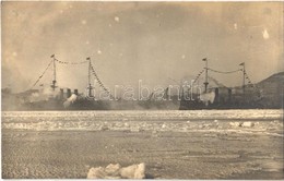 ** T1 Imperial Japanese Navy Battleship With Flags In Winter. Photo - Unclassified