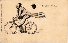 T2/T3 All Heil! Czolem! Schiller S.M. P. Kr. / Polish Jewish Man On Bicycle. Judaica Art Postcard (EK) - Ohne Zuordnung