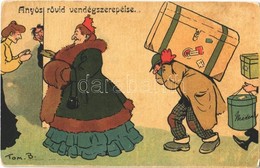 ** T3 Anyós Rövid Vendégszereplése / Jewish Mother-in-law Humour. Judaica Litho S: Tom. B. (Rb) - Non Classés