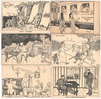 ** Feldpostkarte. Postkartenfolge Des 'Champagne-Kamerad' / WWI German Military Humour Art Postcards - 9 Pre-1945 Unused - Zonder Classificatie