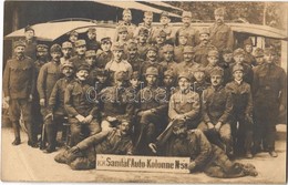 T2/T3 1918 Soldiers Of The K.k. Sanitäts-Auto-Kolonne No. 58. Group Photo + 'K.U.K. FELDPOSTAMT 487' (EB) - Ohne Zuordnung