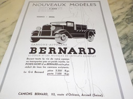 ANCIENNE PUBLICITE CAMION BERNARD 1932 - LKW