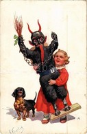 T2/T3 1912 Krampus With Child And Dog. B.K.W.I. 2902-1. S: K. Feiertag (EK) - Non Classés