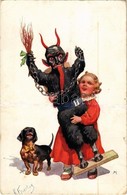 T2/T3 1912 Krampus With Child And Dog. B.K.W.I. 2902-1. S: K. Feiertag (EK) - Ohne Zuordnung