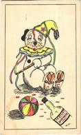 ** T2/T3 Kézzel Rajzolt Bozo Kutya Bohóc Jelmezben / Bozo Dog In Clown Costume With Scotcat Whiskhi. Hand-drawn Art Post - Ohne Zuordnung