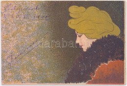 T2/T3 1900 Art Nouveau Lady, Litho. Unsigned Henri Meunier (EK) - Unclassified