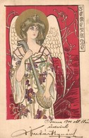 * T2 1900 Serenade / Art Nouveau Angel With Lute S: Kieszkow - Zonder Classificatie