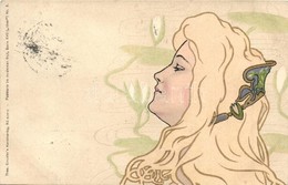 T2 1900 Art Nouveau Lady Litho. Theo. Stroefer's Kunstverlag, Nürnberg - Postkarte Im Modernen Styl Serie XVII. 'Ideal'  - Non Classés