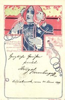 T2 1899 Art Nouveau Lady With Light Bulbs. Franz Schöler Wien XIX. S: G. Liberali - Zonder Classificatie