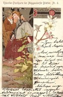 T2 1899 Art Nouveau Couple. Künstler-Postkarte Der Meggendorfer Blätter Nr. 6. Verlag Von J.F. Schreiber Floral, Litho S - Unclassified