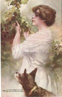 * T2 Lady With Dog In The Garden, W.S.S.B. L'art Italien No. 6783/3., S: M. Santino - Unclassified