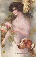 * T2 Lady With Dog In The Garden, W.S.S.B. L'art Italien No. 6783/4., S: M. Santino - Unclassified