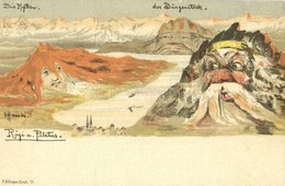 ** T1 Rigi Und Pilatus, Der Bürgerstock. F. Killinger / Mountain With A Human Face, Litho - Ohne Zuordnung