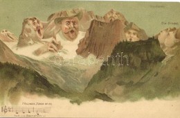 * T1 Dachstein, Die  Drindeln. F. Killinger No. 136. / Mountain With A Human Face, Litho - Non Classés