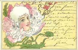 T2/T3 1900 Lady Head In Flower. Art Nouveau, Litho (EK) - Non Classés
