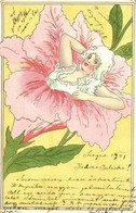 * T2/T3 1901 Lady In Flower. Art Nouveau, Litho (worn Corners) - Unclassified