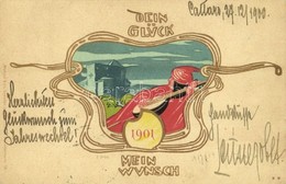 T2 1901 Dein Glück, Mein Wunsch. Art Nouveau, Litho S: F. Nigg - Unclassified