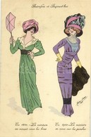 ** T2 Autrefois Et Aujourd'hui 1810-1910 / Hat Fashion. French Art Postcard. K.F.  Paris 4302. S: Xavier Sager - Ohne Zuordnung