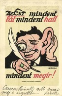 T2/T3 1913 Az Est Mindent Lát, Mindent Hall, Mindent Megír. Légrády Testvérek Kiadása / Hungarian Newspaper Advertisemen - Non Classés