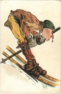 T2/T3 1909 Skiing. Winter Sport Art Postcard, Litho (EK) - Non Classés