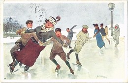 T2/T3 Ice Skating, Winter Sport Humour. B.K.W.I. 556-6. S: Fritz Schönpflug (EK) - Ohne Zuordnung