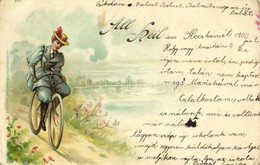 T2/T3 All Heil Aus... / Lady On Bicycle. Kunstanstalt J. Miesler, Litho  (EK) - Non Classés
