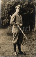 ** T1 ~1928 Habsburg Ottó Fiatal Felnőtt Korában Vadászpuskával / Otto Von Habsburg As A Young Adult With Shotgun. Origi - Non Classés