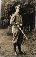 ** T1 ~1928 Habsburg Ottó Fiatal Felnőtt Korában Vadászpuskával / Otto Von Habsburg As A Young Adult With Shotgun. Origi - Non Classificati