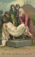 ** Via Crucis - 14 Darabos Litho Képeslap Sorozat Jézus Keresztútjáról. Saját Tokjában / Litho Postcard Serie With 14 Po - Ohne Zuordnung