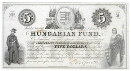 1852. 5$ 'A' 'Kossuth Bankó' Piros Kézi Sorszámozással, Nyomdai Papírránccal T:I,I- Tűnyom A Jobb Felső Sarokban  / Hung - Sin Clasificación