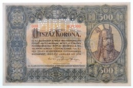 1920. 500K 'Orell Füssli Zürich' 'MINTA' Perforációval és Piros '000 - 000000' Sorozat- és Sorszámmal T:I- Sarokhajlás / - Non Classés