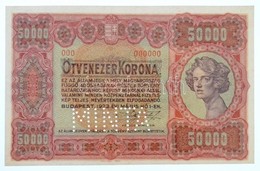 1923. 50.000K 'Orell Füssli Zürich', 'MINTA' Perforcióval, Piros '000' Számozással T:I- Sarokhajlás / Hungary 1923. 50.0 - Non Classés