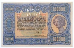 1923. 100.000K 'Orell Füssli Zürich', 'MINTA' Perforcióval, Piros '000' Számozással T:I,I- Bal Felső Sarokban Hajlás / H - Ohne Zuordnung