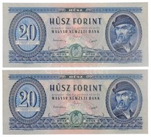 1949. 20Ft (2x) Sorszámkövetők 'C 563 005863 - C 563 005864' T:I / Hungary 1949. 20 Forint (2x) Sequential Serials 'C 56 - Unclassified