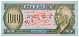 1992. 1000Ft 'MINTA' Perforációval és Felülnyomással 'D 00000782' Sorszámmal T:I / Hungary 1992. 1000 Forint With 'MINTA - Unclassified