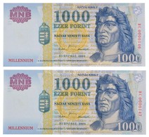 2000. 1000Ft 'Millennium' (2x) 'DC 0000146 - DC 0000147' Sorszámkövetők T:I / 
Hungary 2000. 1000 Forint 'Millennium' (2 - Non Classés