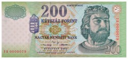 2002. 200Ft 'FB 0000079' Alacsony Sorszám! T:I / 
Hungary 2002. 200 Forint 'FB 0000079' Low Serial Number! C:UNC
Adamo F - Unclassified