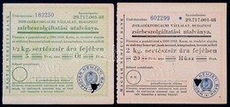 Budapest ~1950. 'Zsiradékforgalmi Vállalat' Zsírbeszolgáltatási Utalványai 5Ft-20Ft értékben (2xklf), Mind Kitöltetlen é - Non Classés