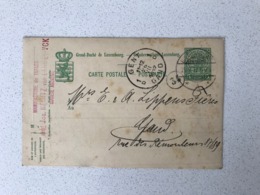 LUXEMBOURG Carte Postale 25.7.1912 -> GENT - 1907-24 Abzeichen