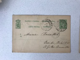 LUXEMBOURG Carte Postale 20.11.05 ESCH-SUR-ALZETTE -> GAND - 1895 Adolphe De Profil